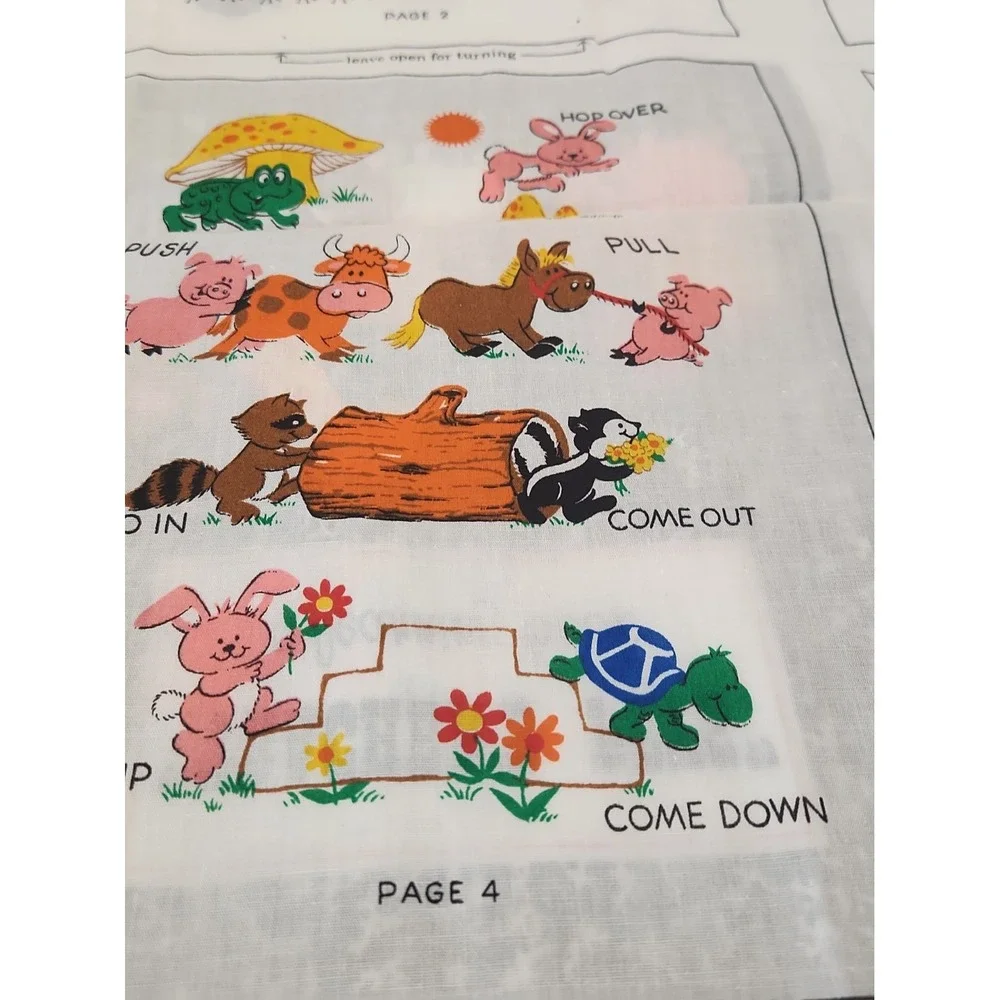 Vtg 1980s Cranston VIP Fabric Panel Teacher's Pets Learning Book Uncut Unwashed